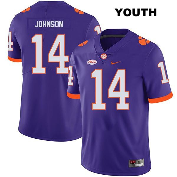 Youth Clemson Tigers #14 Denzel Johnson Stitched Purple Legend Authentic Nike NCAA College Football Jersey NZC0446CN